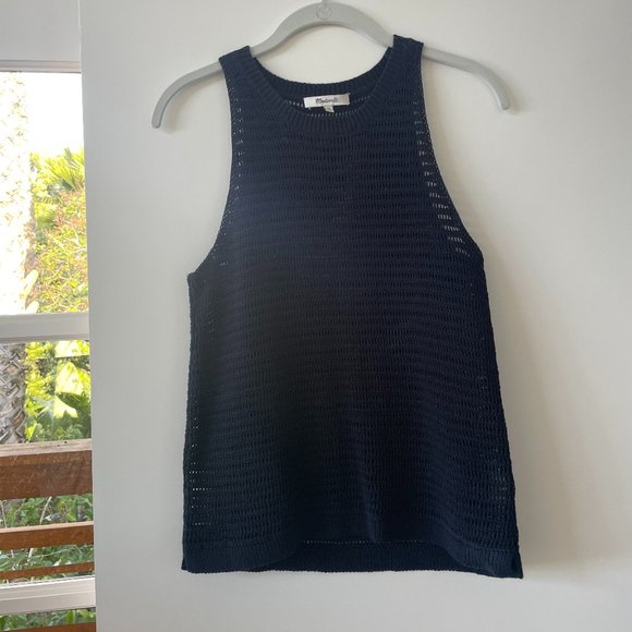 Madewell Sleeveless Knit Crew Neck Sweater‎ in Navy, Size XS - Picture 1 of 6